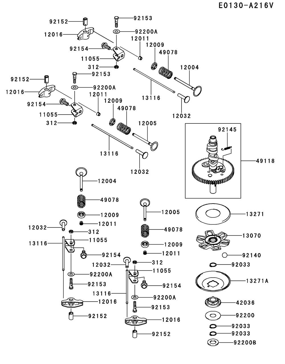 Fs541v-Ds37 Valve And Camshaft Diagram and Parts List for FS541V-DS37  Cub Cadet Engine